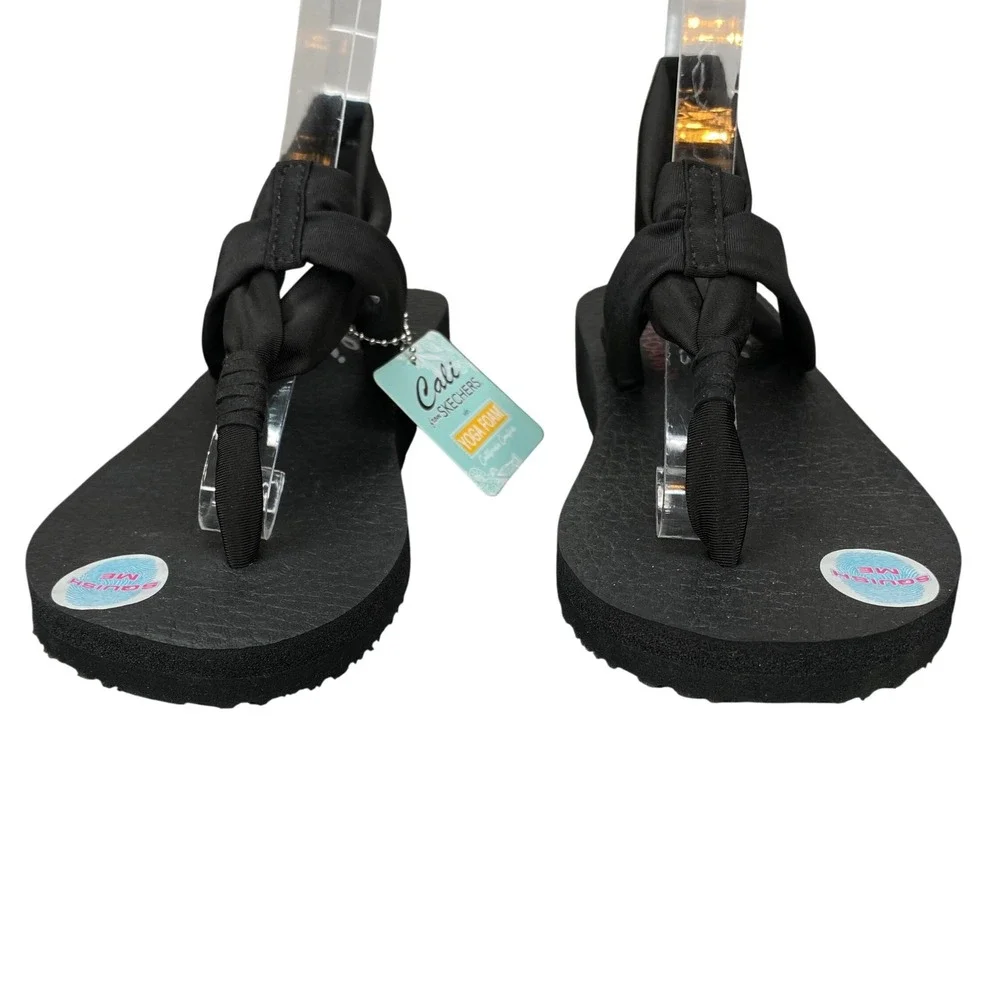 Skechers Cali Meditation Studio Kicks Sandals Womens Size 6 Black Yoga Foam NWT